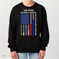 No One Fights Alone Usa Flag For 4th July Women's Sweatshirt thumb 0