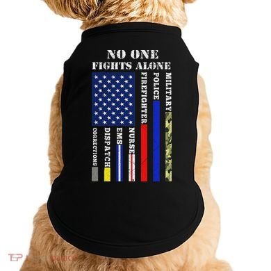 No One Fights Alone Usa Flag For 4th July Doggie Tank