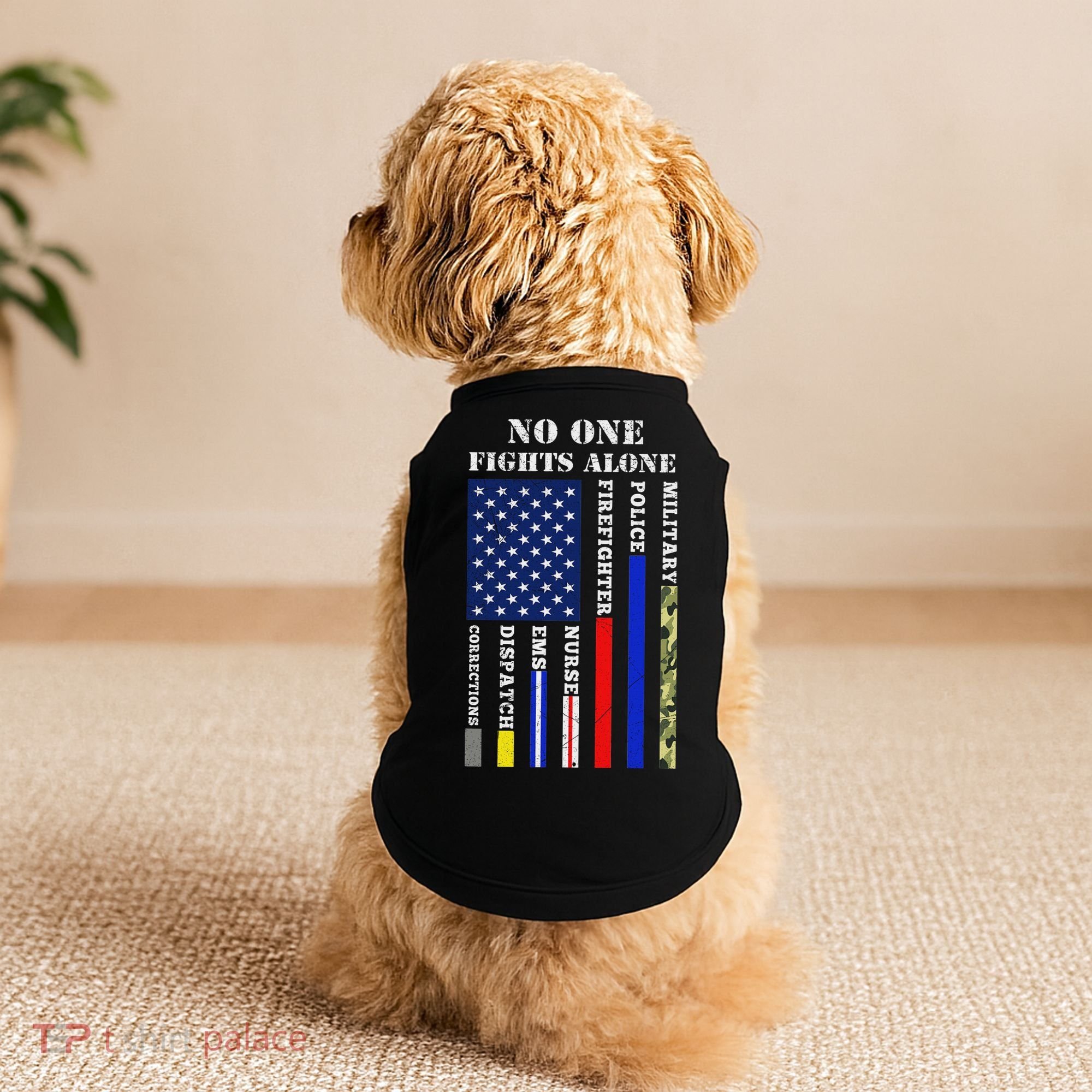 No One Fights Alone Usa Flag For 4th July Doggie Tank