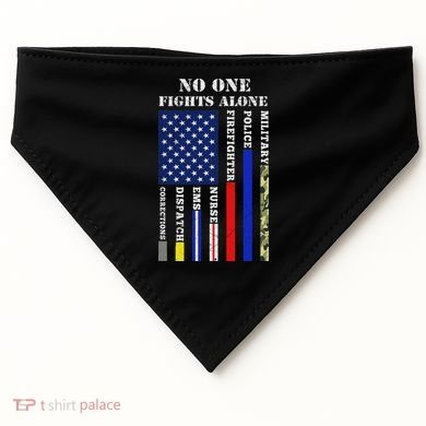 No One Fights Alone Usa Flag For 4th July USA-Made Doggie Bandana