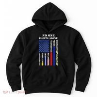 No One Fights Alone Usa Flag For 4th July Hoodie thumb 0