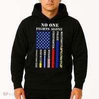 No One Fights Alone Usa Flag For 4th July Hoodie thumb 2