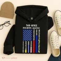 No One Fights Alone Usa Flag For 4th July Hoodie thumb 4