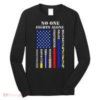 No One Fights Alone Usa Flag For 4th July Long Sleeve Shirt thumb 0