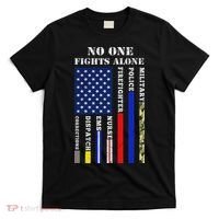No One Fights Alone Usa Flag For 4th July T-Shirt thumb 0