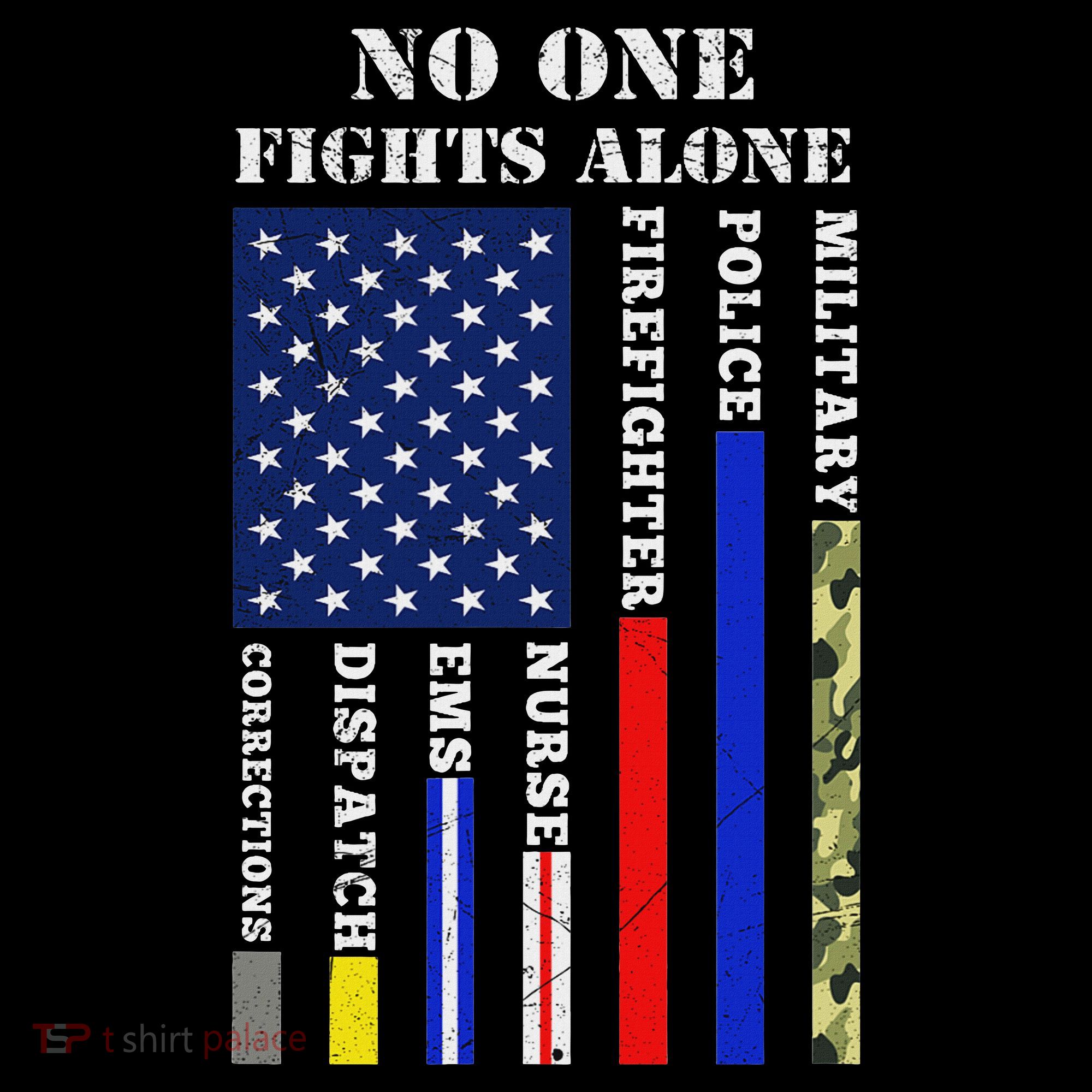 No One Fights Alone Usa Flag For 4th July Button