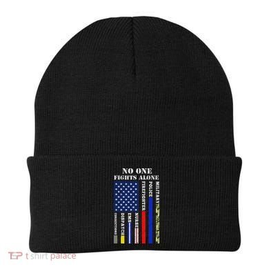 No One Fights Alone Usa Flag For 4th July Beanie