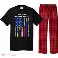 No One Fights Alone Usa Flag For 4th July Pajama Set thumb 0