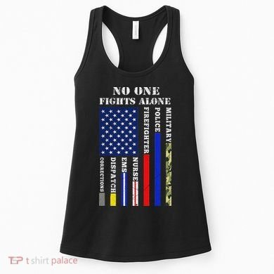No One Fights Alone Usa Flag For 4th July Women's Tank Top