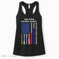 No One Fights Alone Usa Flag For 4th July Women's Tank Top thumb 0