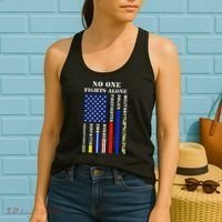 No One Fights Alone Usa Flag For 4th July Women's Tank Top thumb 2