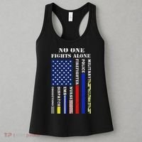 No One Fights Alone Usa Flag For 4th July Women's Tank Top thumb 3