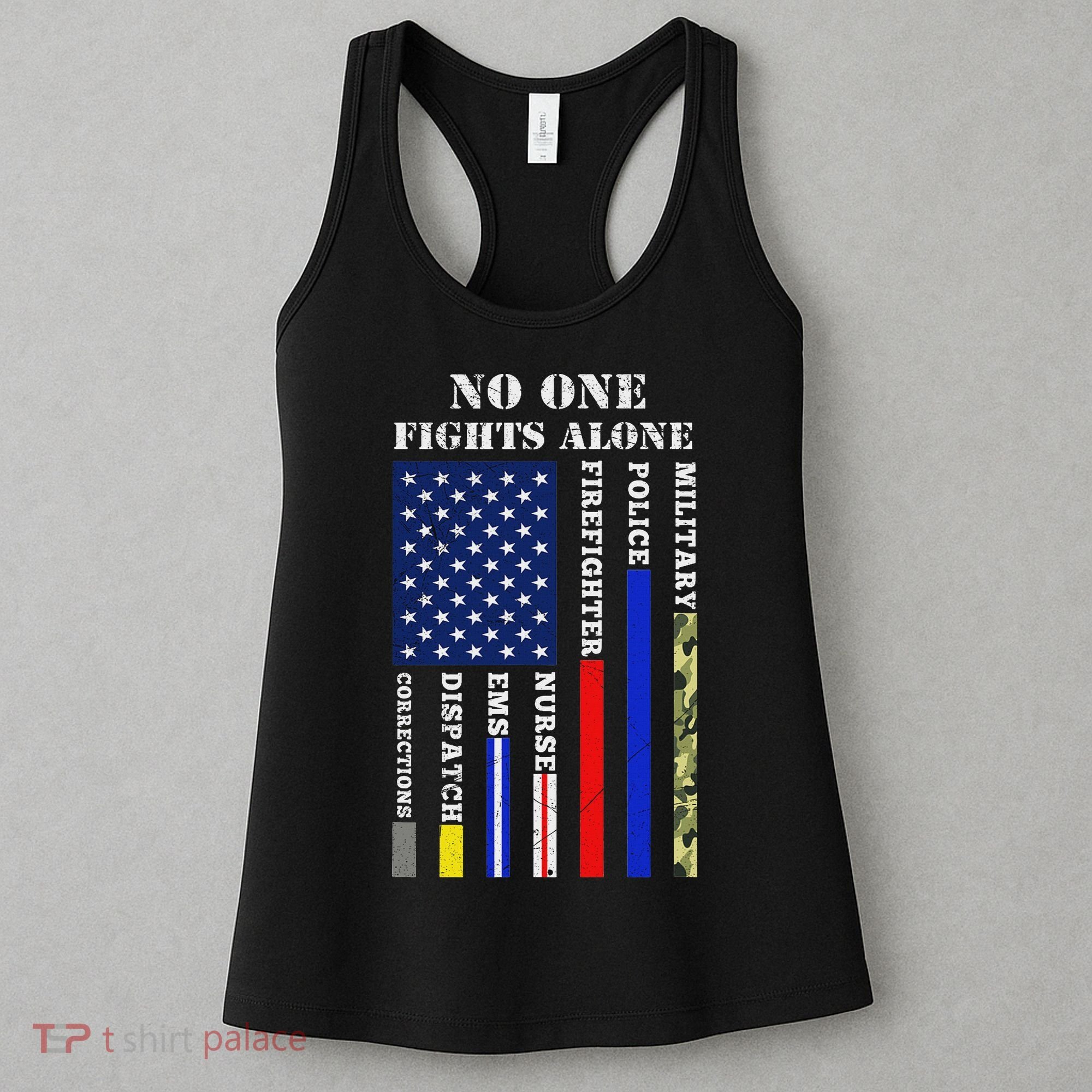 No One Fights Alone Usa Flag For 4th July Women's Tank Top