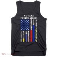 No One Fights Alone Usa Flag For 4th July Tank Top thumb 0