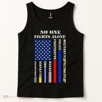 No One Fights Alone Usa Flag For 4th July Tank Top thumb 2