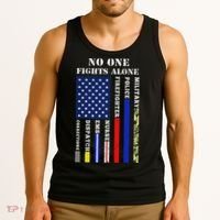 No One Fights Alone Usa Flag For 4th July Tank Top thumb 3