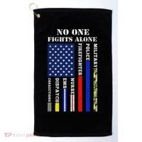 No One Fights Alone Usa Flag For 4th July Golf Towel thumb 0