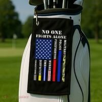 No One Fights Alone Usa Flag For 4th July Golf Towel thumb 2
