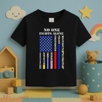 No One Fights Alone Usa Flag For 4th July Toddler T-Shirt thumb 3