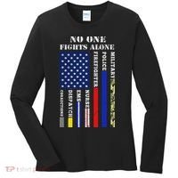 No One Fights Alone Usa Flag For 4th July Women's Long Sleeve Shirt thumb 0