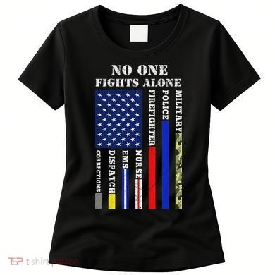 No One Fights Alone Usa Flag For 4th July Women's T-Shirt
