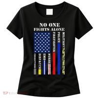 No One Fights Alone Usa Flag For 4th July Women's T-Shirt thumb 0