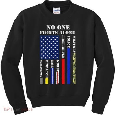 No One Fights Alone Usa Flag For 4th July Kids Sweatshirt