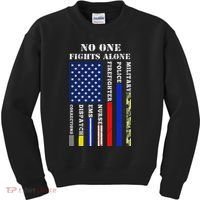 No One Fights Alone Usa Flag For 4th July Kids Sweatshirt thumb 0