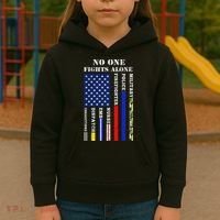 No One Fights Alone Usa Flag For 4th July Kids Hoodie thumb 3