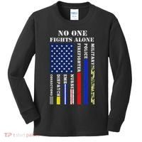 No One Fights Alone Usa Flag For 4th July Kids Long Sleeve Shirt thumb 0