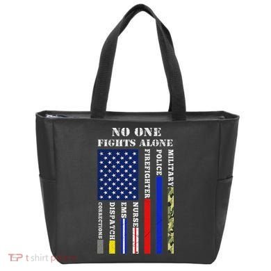 No One Fights Alone Usa Flag For 4th July Tote Bag