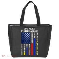 No One Fights Alone Usa Flag For 4th July Tote Bag thumb 0