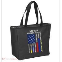 No One Fights Alone Usa Flag For 4th July Tote Bag thumb 2