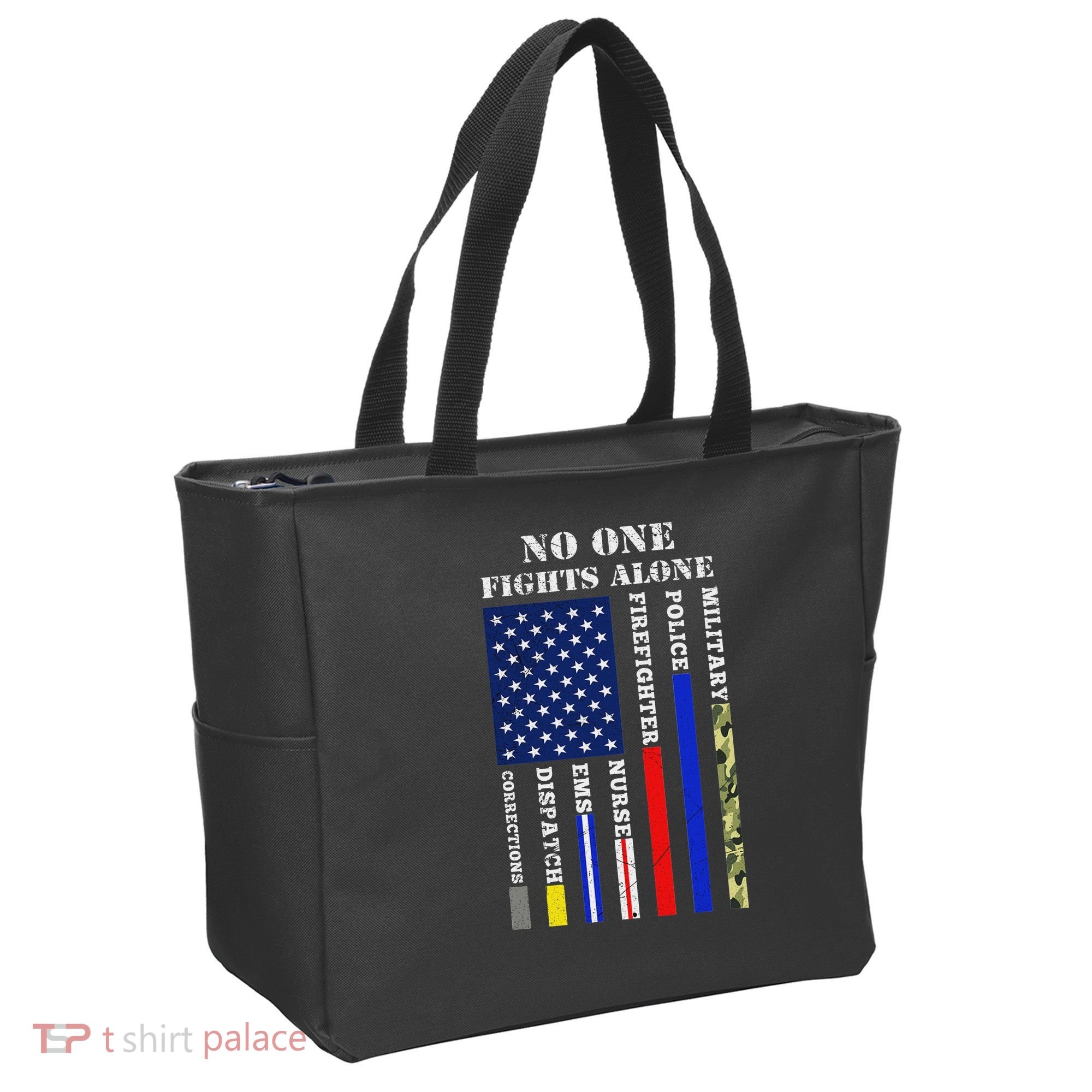 No One Fights Alone Usa Flag For 4th July Tote Bag