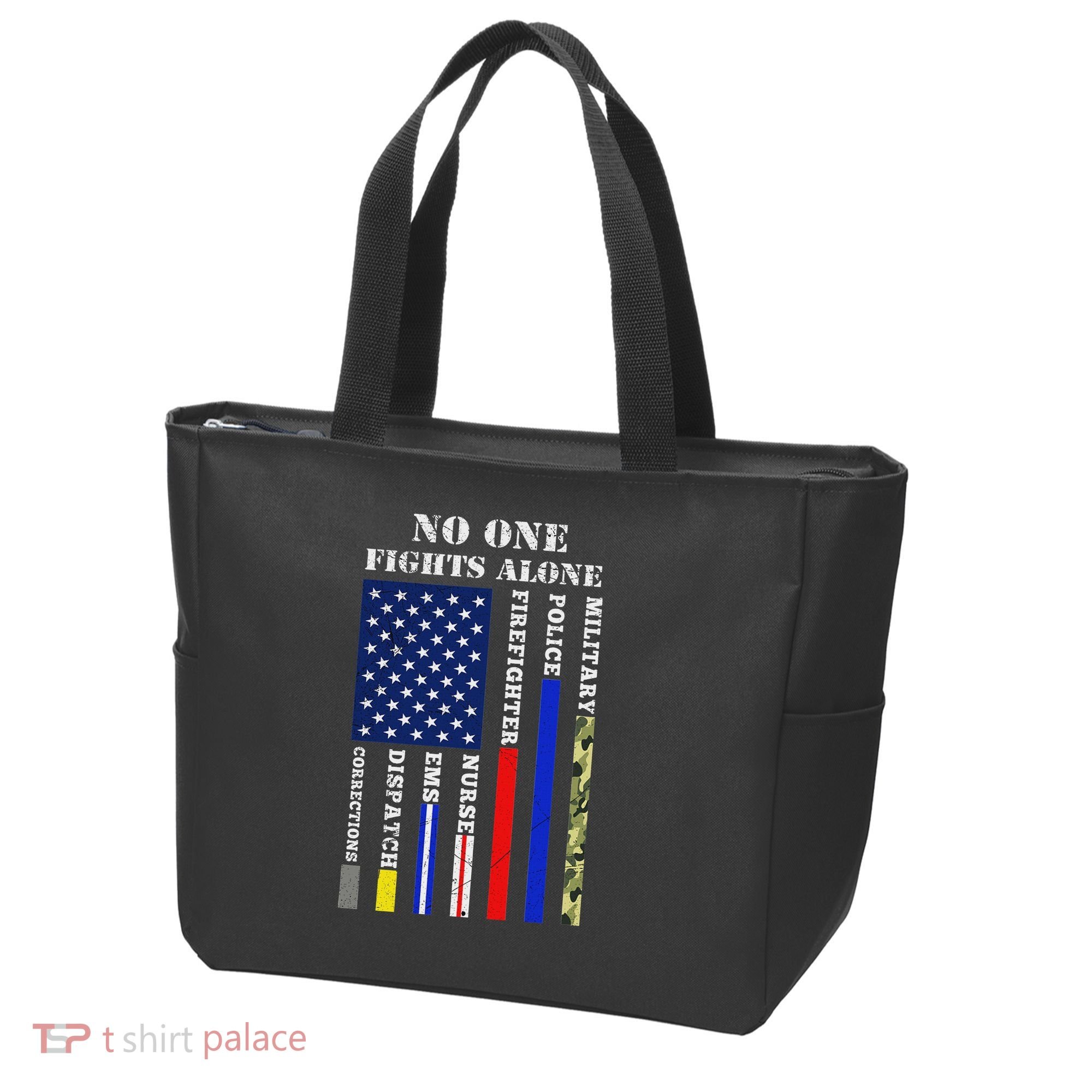 No One Fights Alone Usa Flag For 4th July Tote Bag