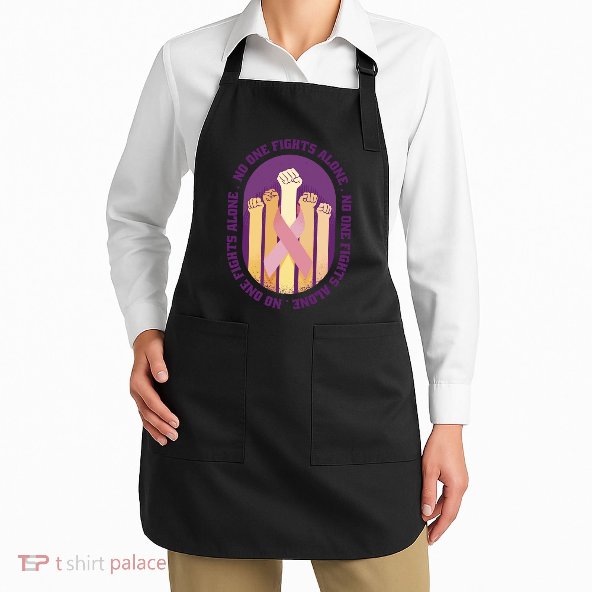 No One Fights Alone Breast Cancer Apron