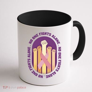 No One Fights Alone Breast Cancer Coffee Mug back