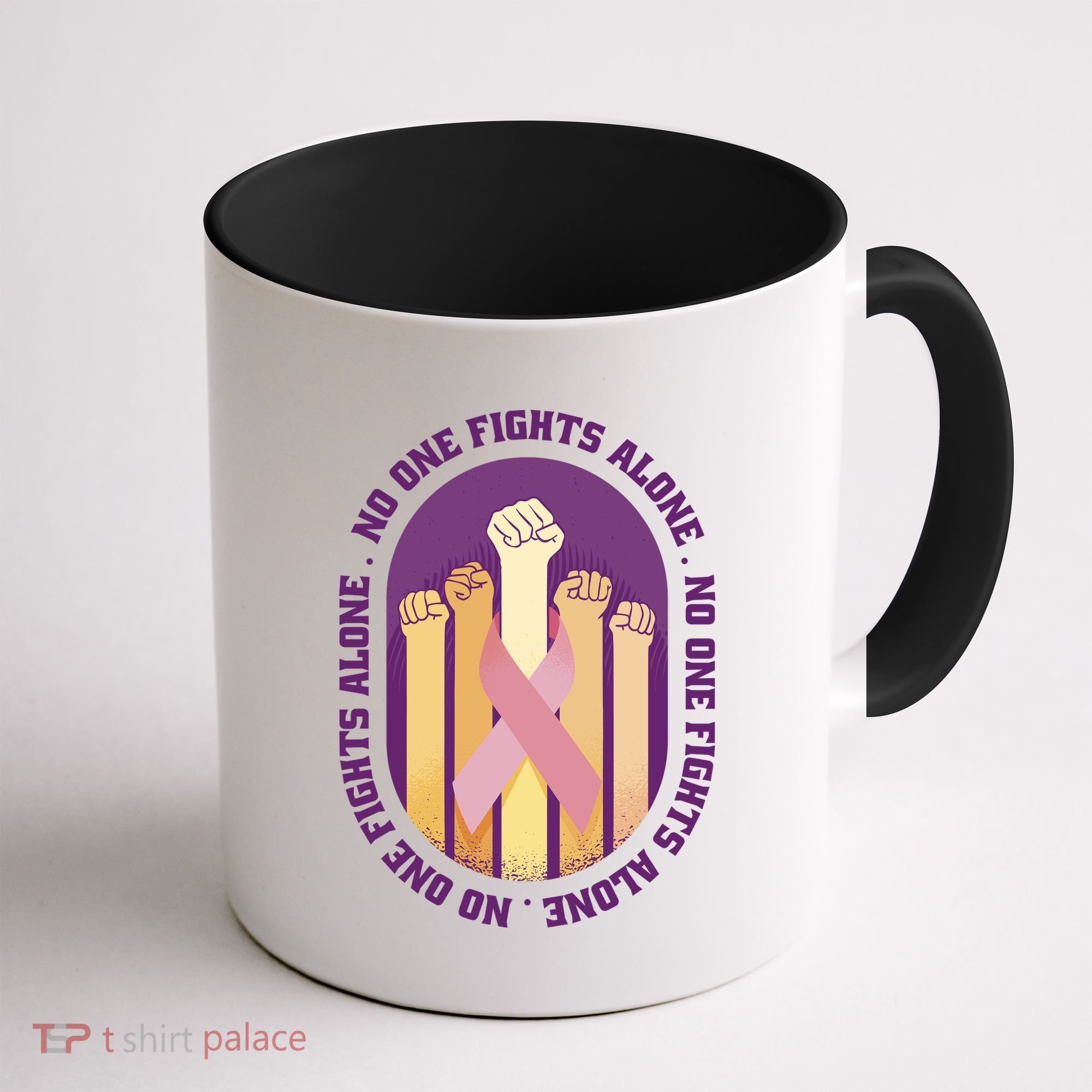 No One Fights Alone Breast Cancer Coffee Mug