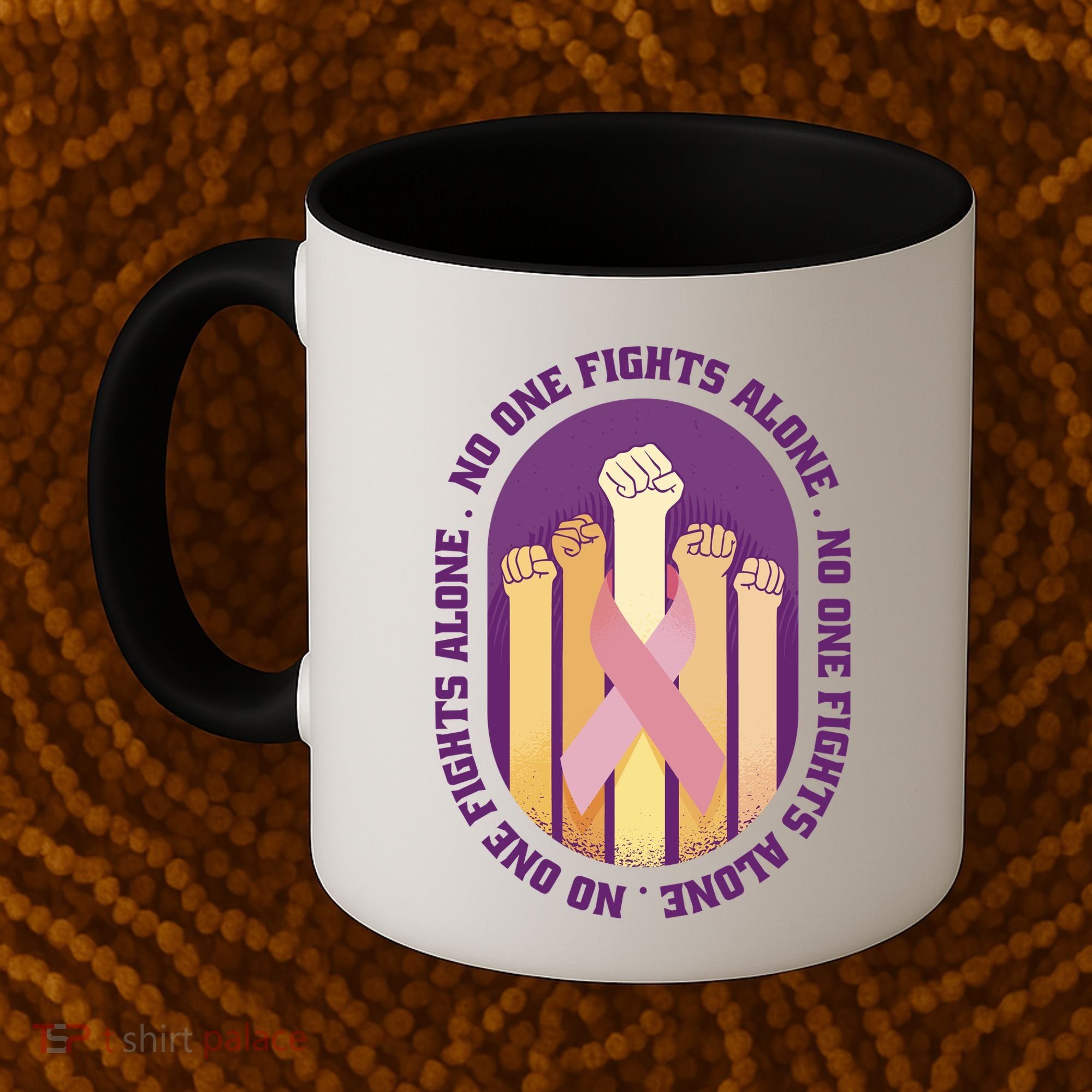 No One Fights Alone Breast Cancer Coffee Mug