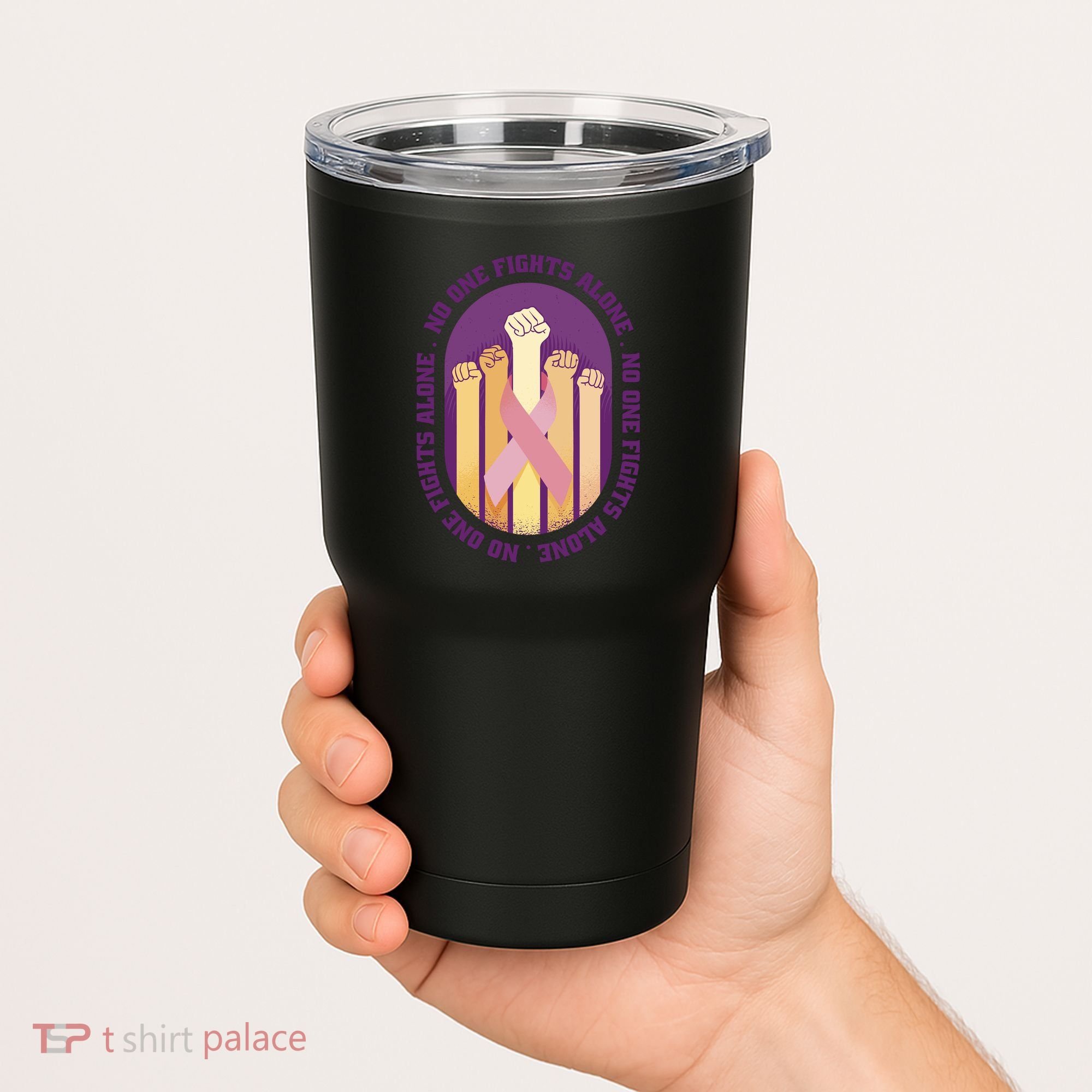 No One Fights Alone Breast Cancer Tumbler