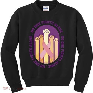 No One Fights Alone Breast Cancer Kids Sweatshirt