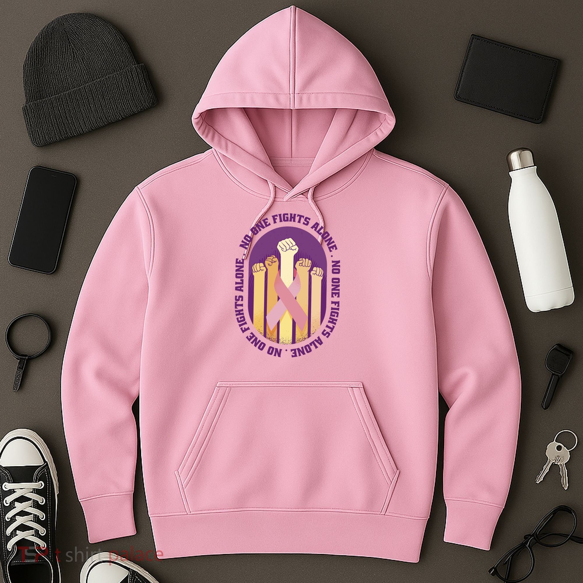 No One Fights Alone Breast Cancer Hoodie