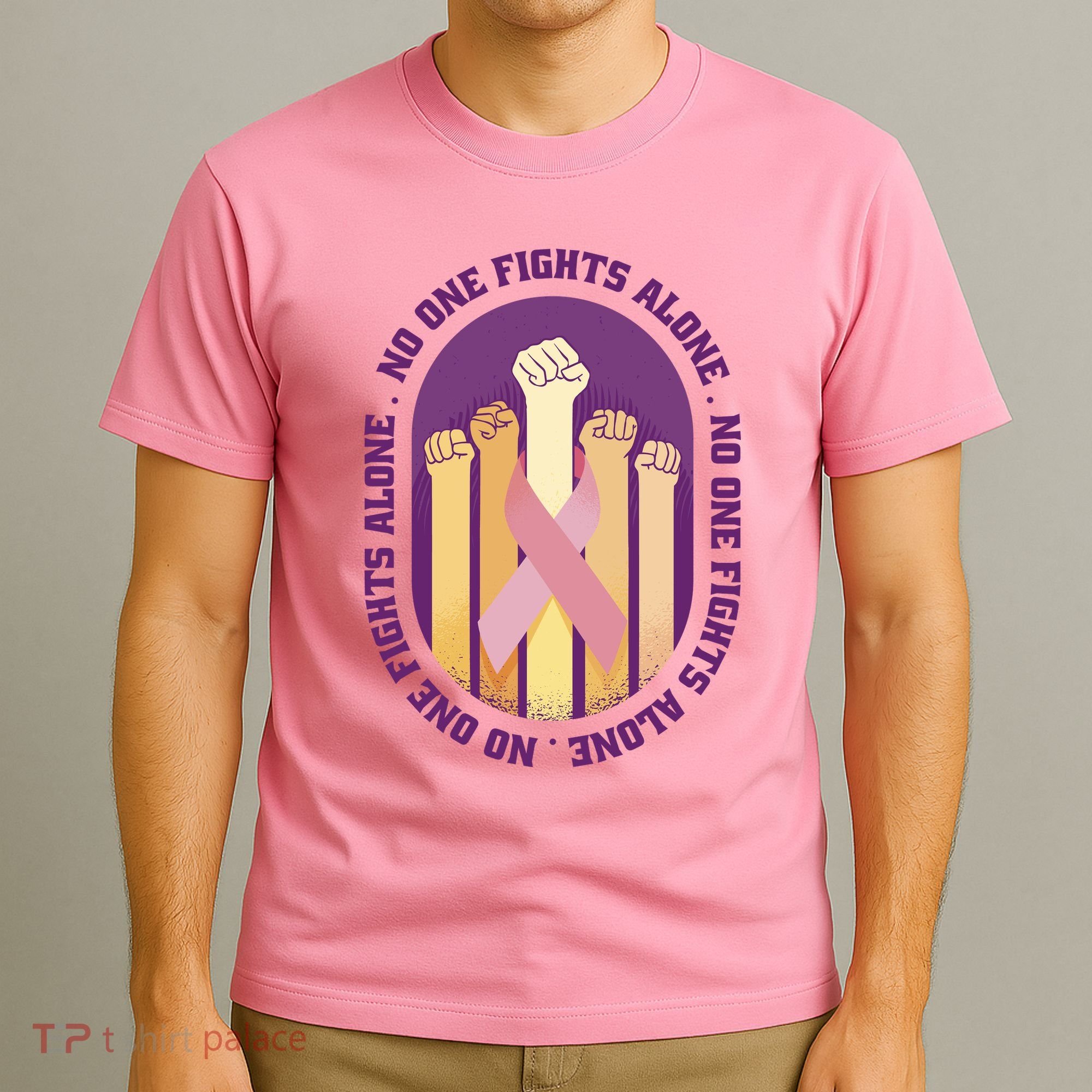 No One Fights Alone Breast Cancer T-Shirt