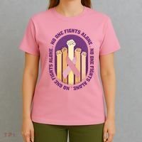 No One Fights Alone Breast Cancer T-Shirt thumb 4