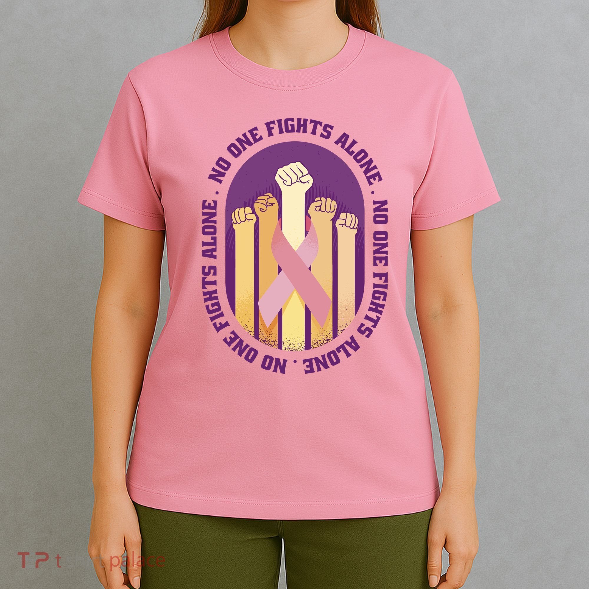 No One Fights Alone Breast Cancer T-Shirt