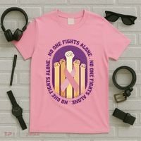 No One Fights Alone Breast Cancer T-Shirt thumb 5
