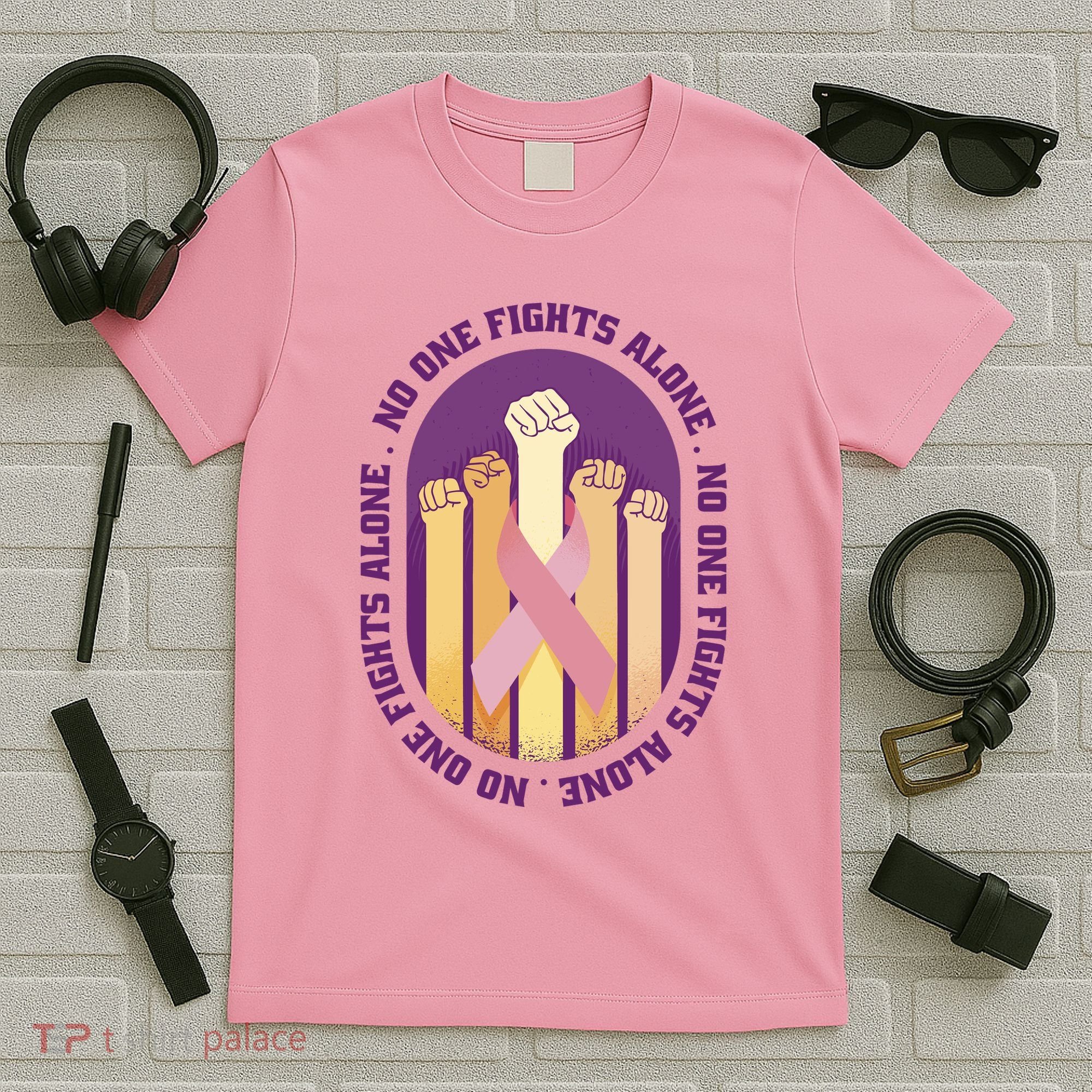 No One Fights Alone Breast Cancer T-Shirt