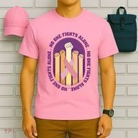No One Fights Alone Breast Cancer T-Shirt thumb 6