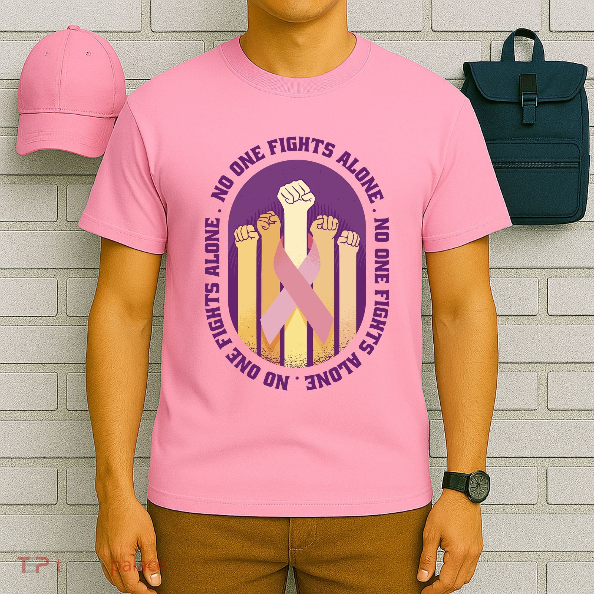 No One Fights Alone Breast Cancer T-Shirt