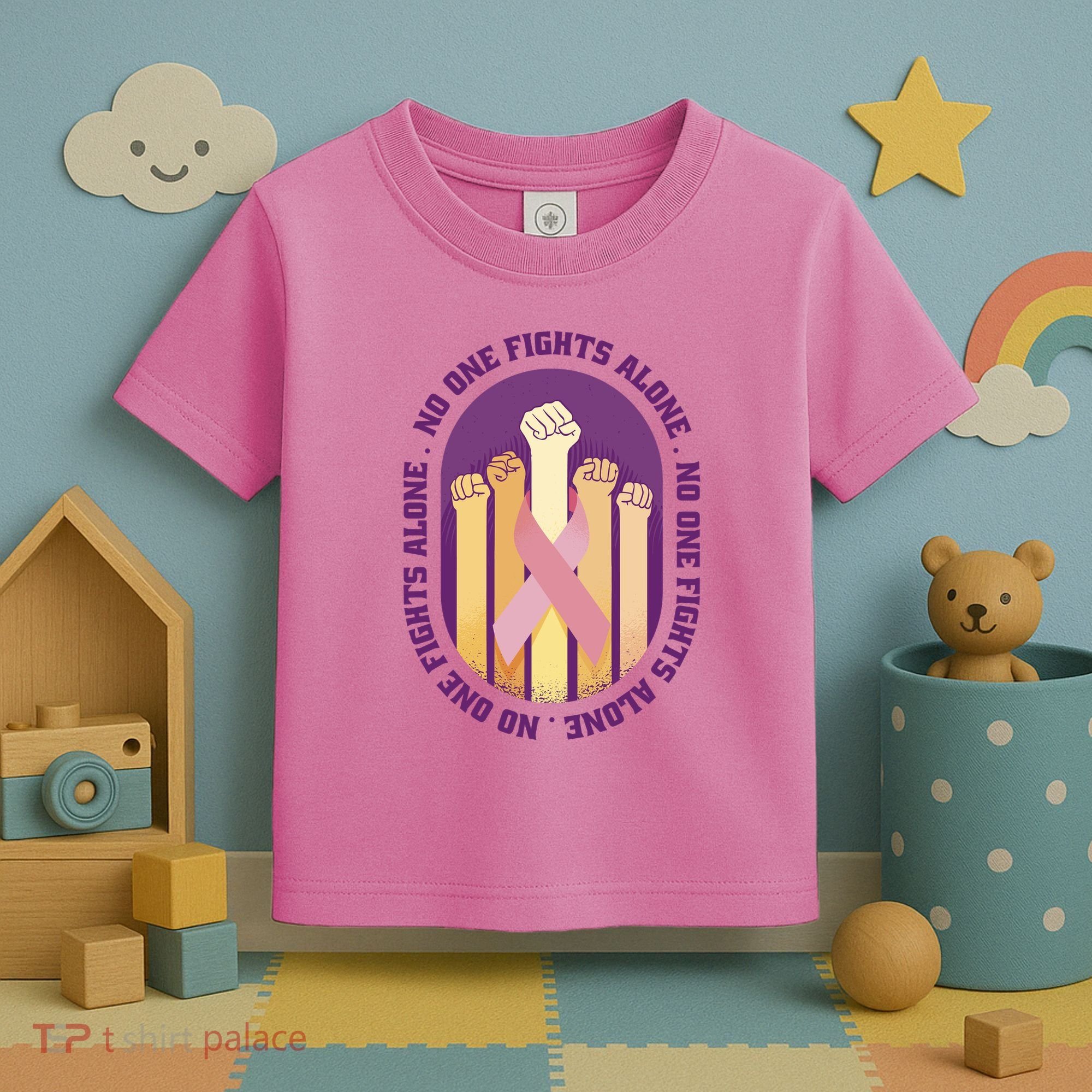 No One Fights Alone Breast Cancer Toddler T-Shirt